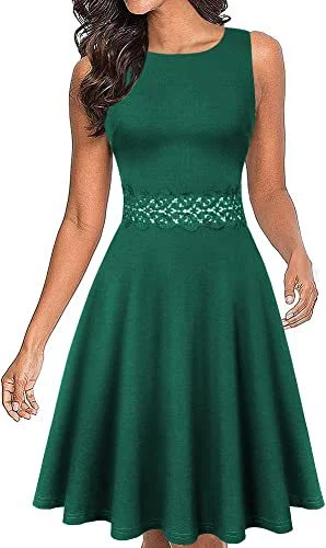 Brownm New Round Neck Women's Summer Lace Dress