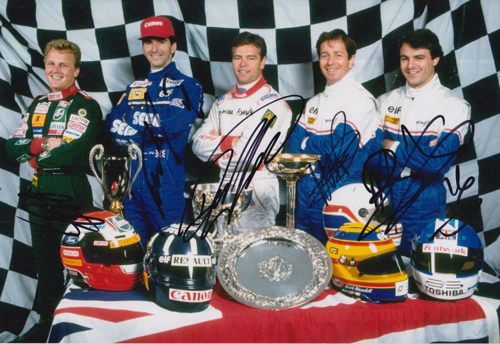 Herbert, Hill, Warwick, Brundle, Blundell Main Signé 12x8 Photo Poster painting Formule 1 F1