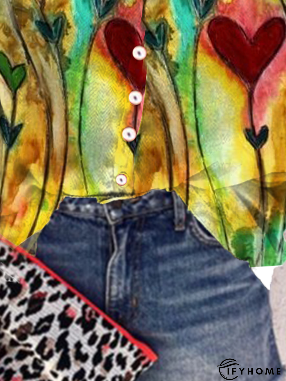 Casual Abstract V Neck Off Shoulder Cold Shoulder Tops | IFYHOME