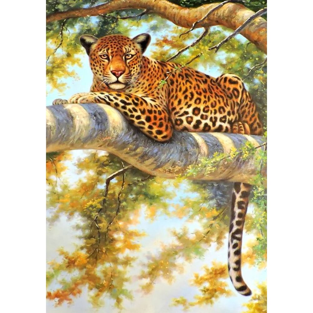 Cheetah Lying In Tree - Square Diamond Painting - 30*40CM