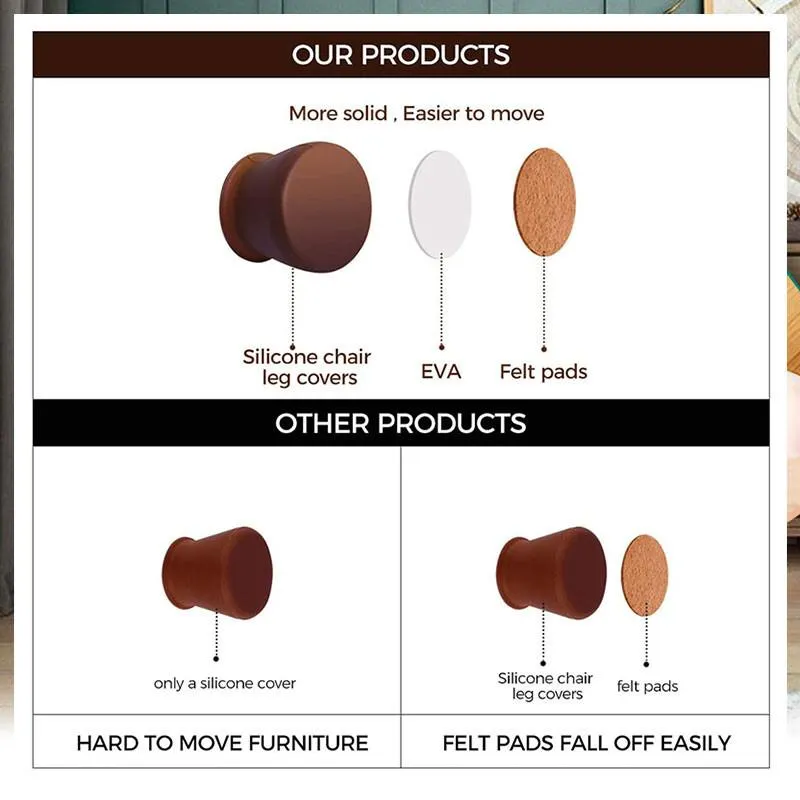 Felt Pads-Furniture silicone Protection Cover - Silicon Chair Leg Caps
