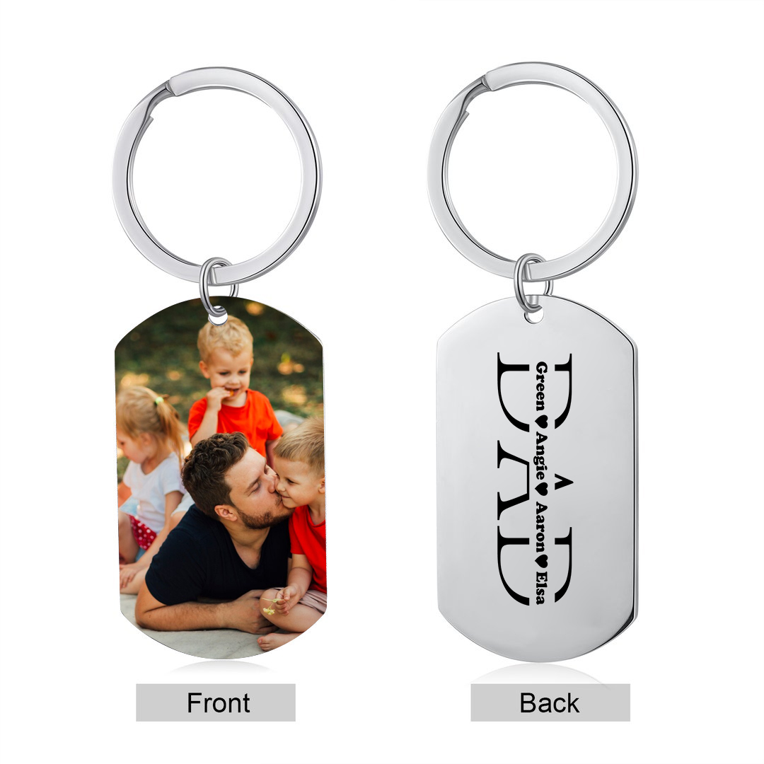 4 Names - Personalised Dad Keychain Custom Name & Photo Keychain Father's Day Gifts-Jessemade AU