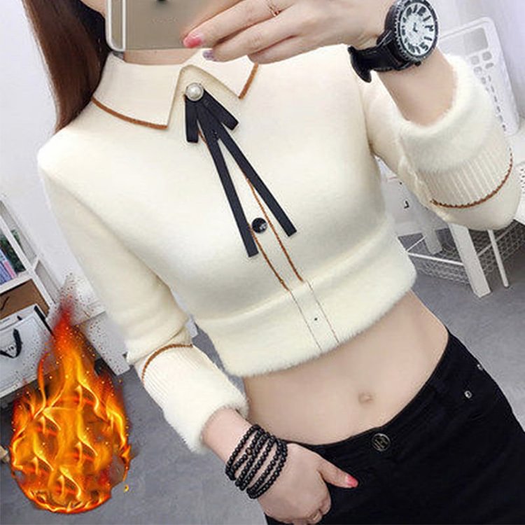 Sweet Buttoned Long Sleeve Knitted Sweater QueenFunky