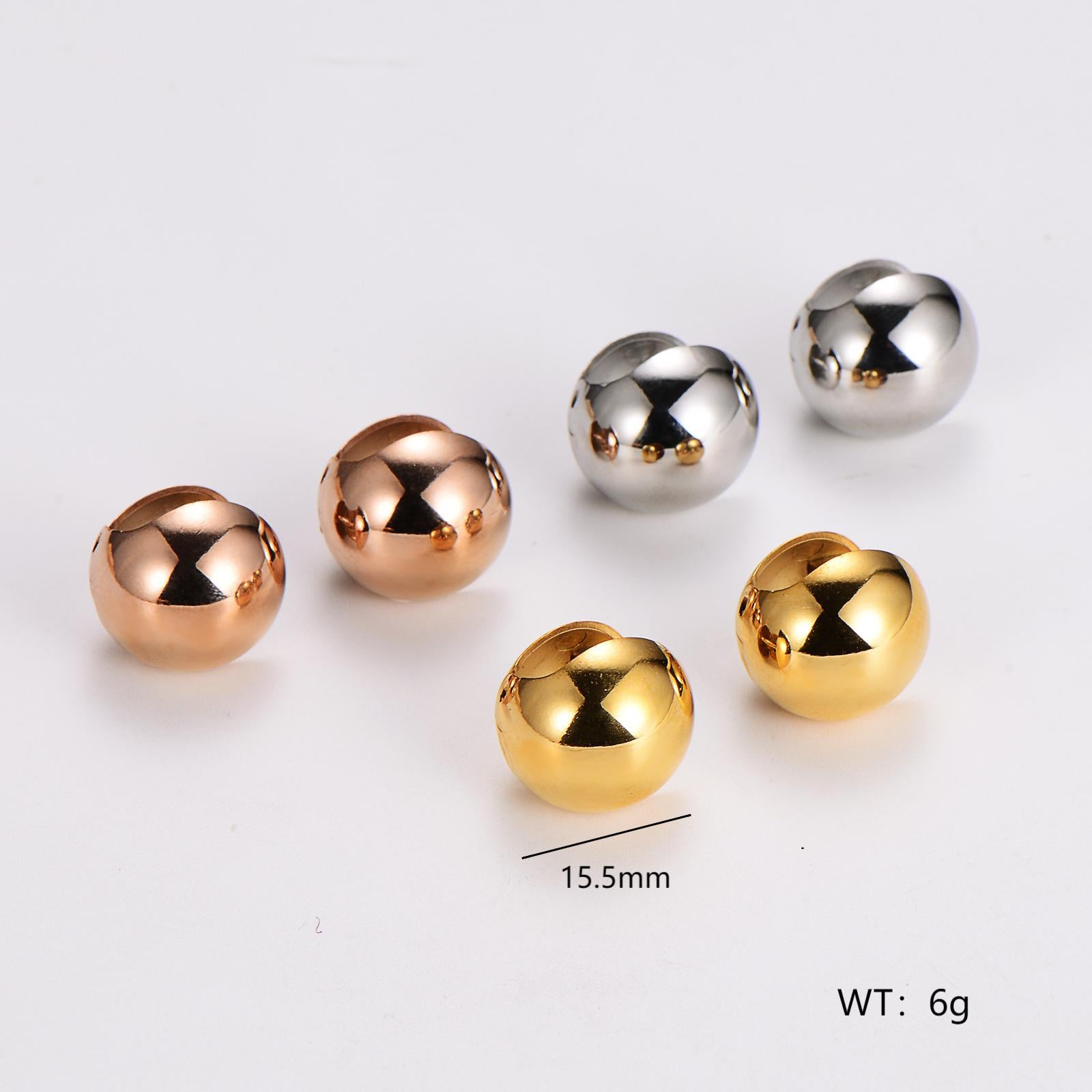 Aml Stainless Steel Fashion Round Smooth Ear Clips For Women Trendy Earrings Accessories