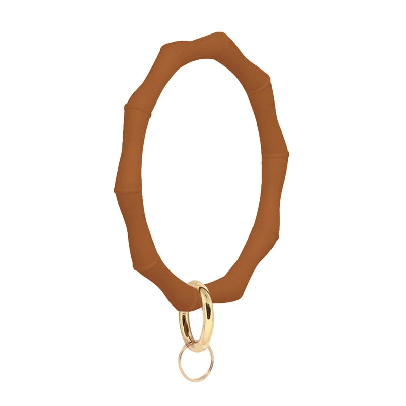 Dvacaman Hot Sale Big O Shaped Silicone Loop Wrist Key Ring Keychain with Gold O Clasp Round Key Wrist Strap Accessory Wholesale