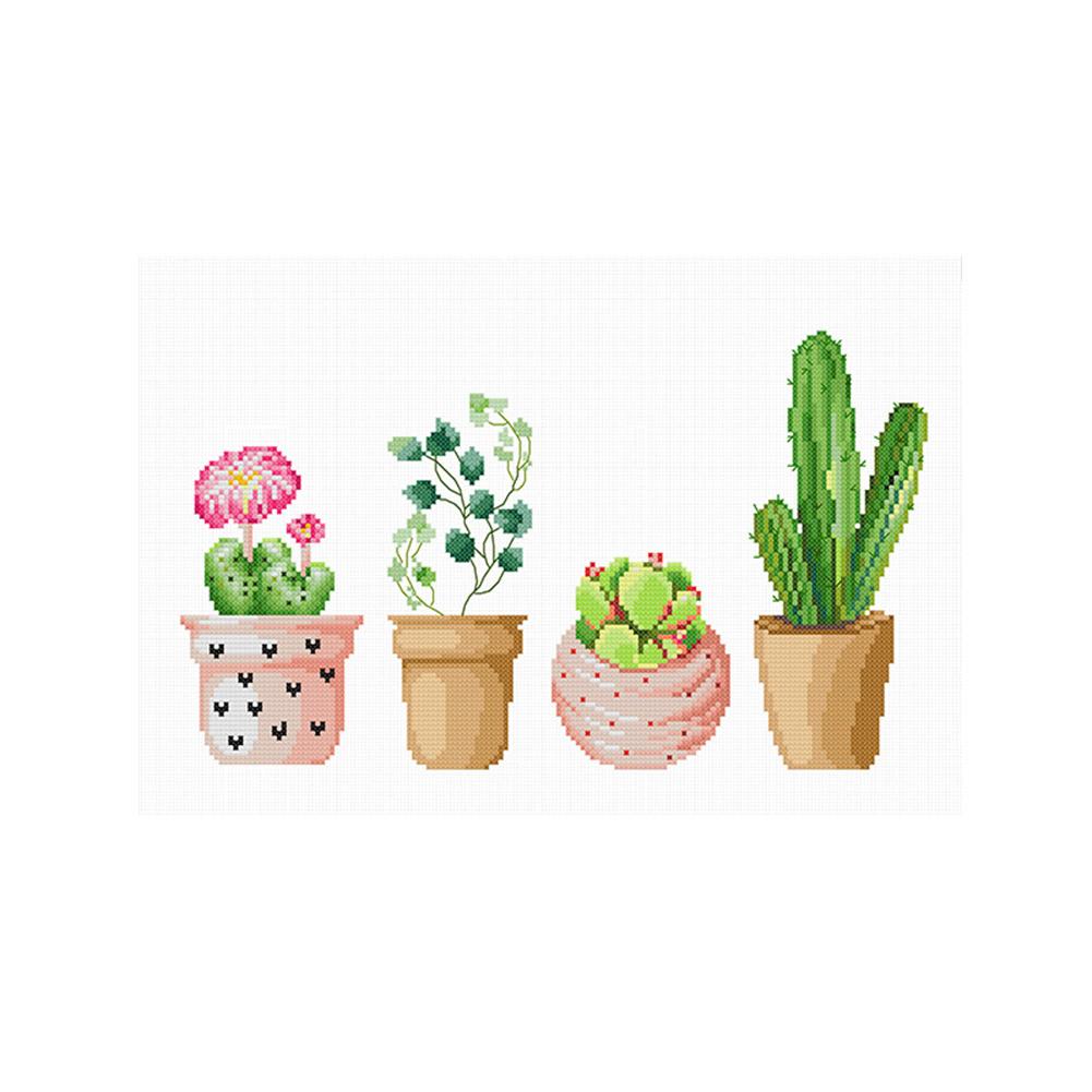 

Green Potted Plant - 11CT Stamped Cross Stitch - 50*38CM, 501 Original