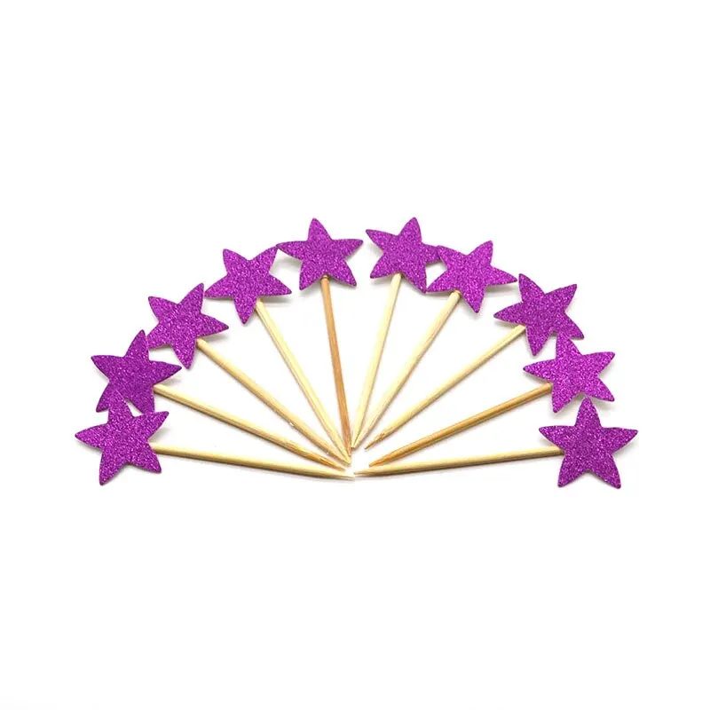 20 Pcs Handmade Lovely Glitter Heart Star Cupcake Toppers Birthday Wedding Party Decoration Cake Decoration Food Picks Supplies
