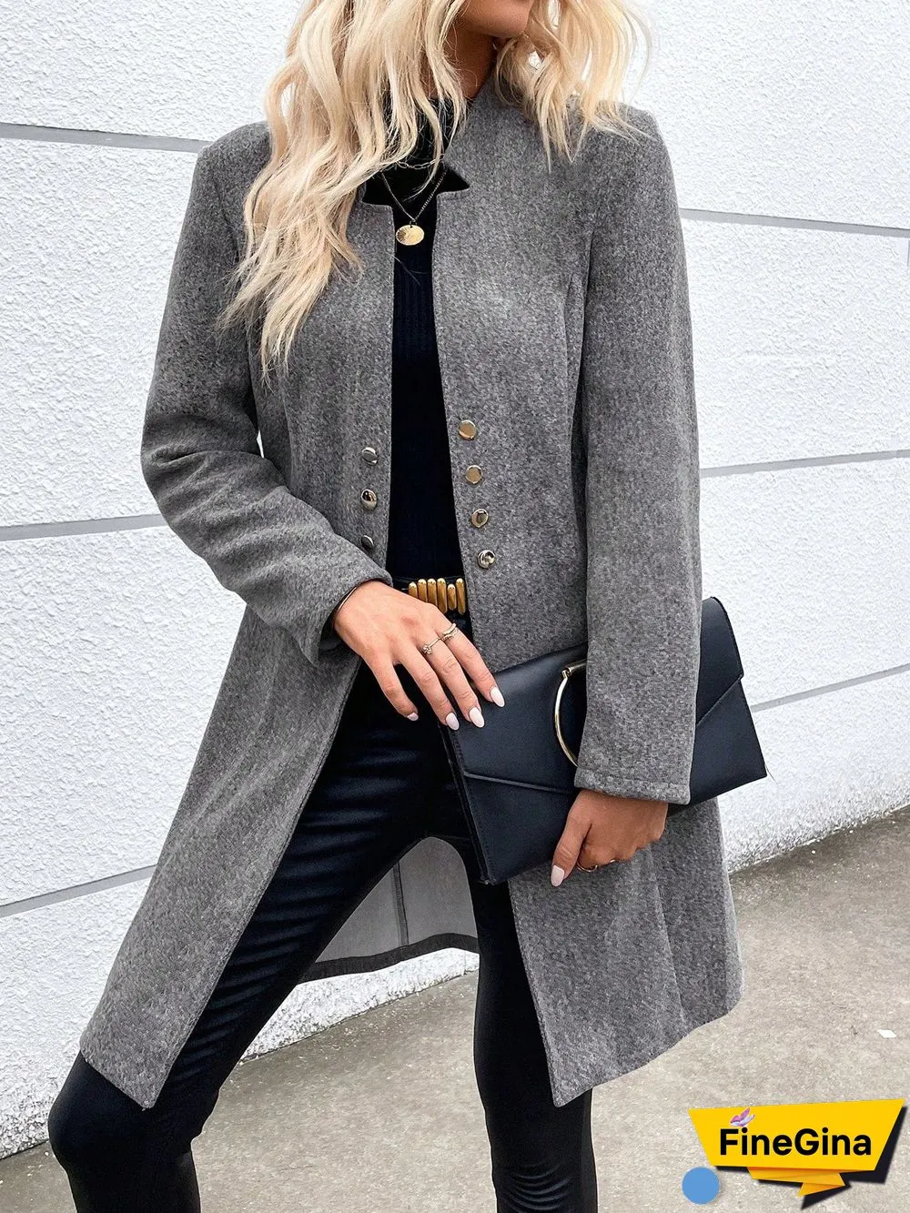 Grey Plain Long Sleeve Jacket