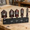 5pcs/Set Countersink Drill Bit Set 82 Degree Precision Countersink Bit 1/4in-3/4in Size 5 Flutes Design for Stainless Steel Metal & Wood