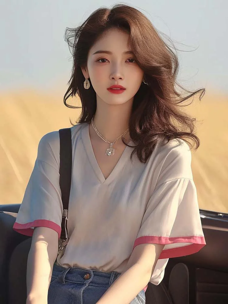 Athvotar Athvotar Version Of Fashion Lace Spliced Short-Sleeved Shirt Women's Summer Dress 2025 Summer New Ocean Lanqi Thin Open Shirt Top