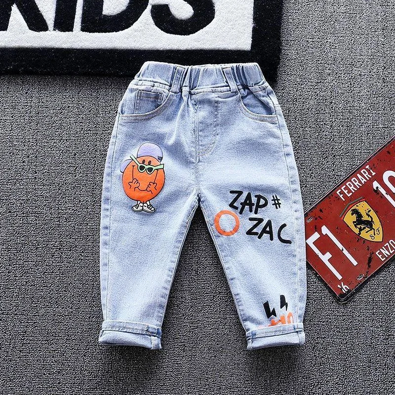 Fashion Spring Autumn Sports Jeans Girls Casual Pants 3-8Y Print Child Trouser Elastic Waist Kid Leggings School High Quality