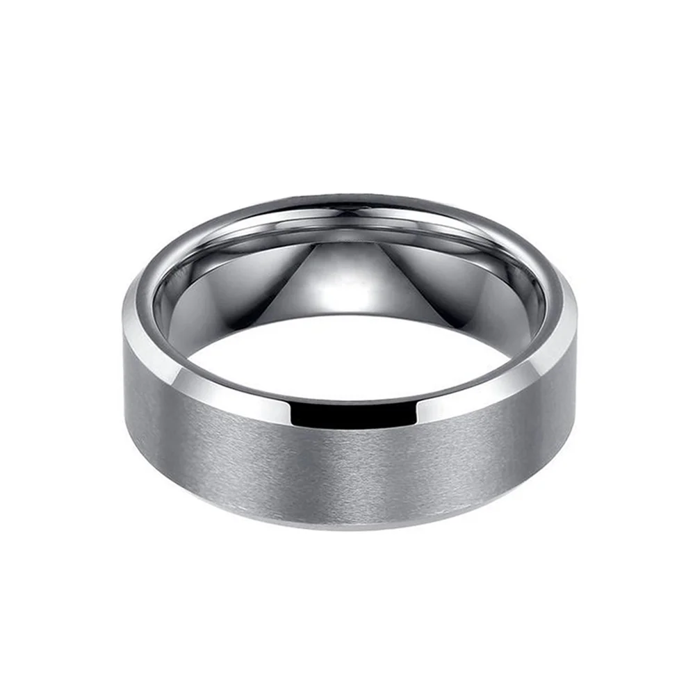 Couple Brushed Tungsten Carbide Ring Beveled Edges Wedding Band