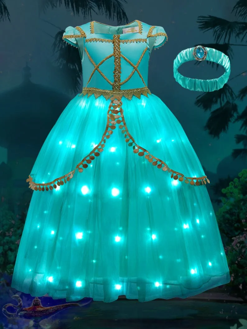 Light Up Jasmine Costume Princess Dresses for Party - Uporpor