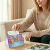 (24cm)Purple Rainbow Butterfly 24cm DIY Diamond Painting Rhinestones Decorative Tissue Box Reusable Crystal Mosaic PU Tissue Holder for Home Car Desk Decoration Craft