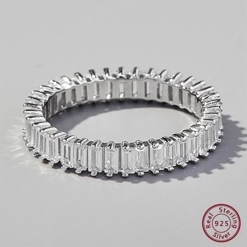 White Gold Plated Sterling Silver Zircon Solid Color Rings