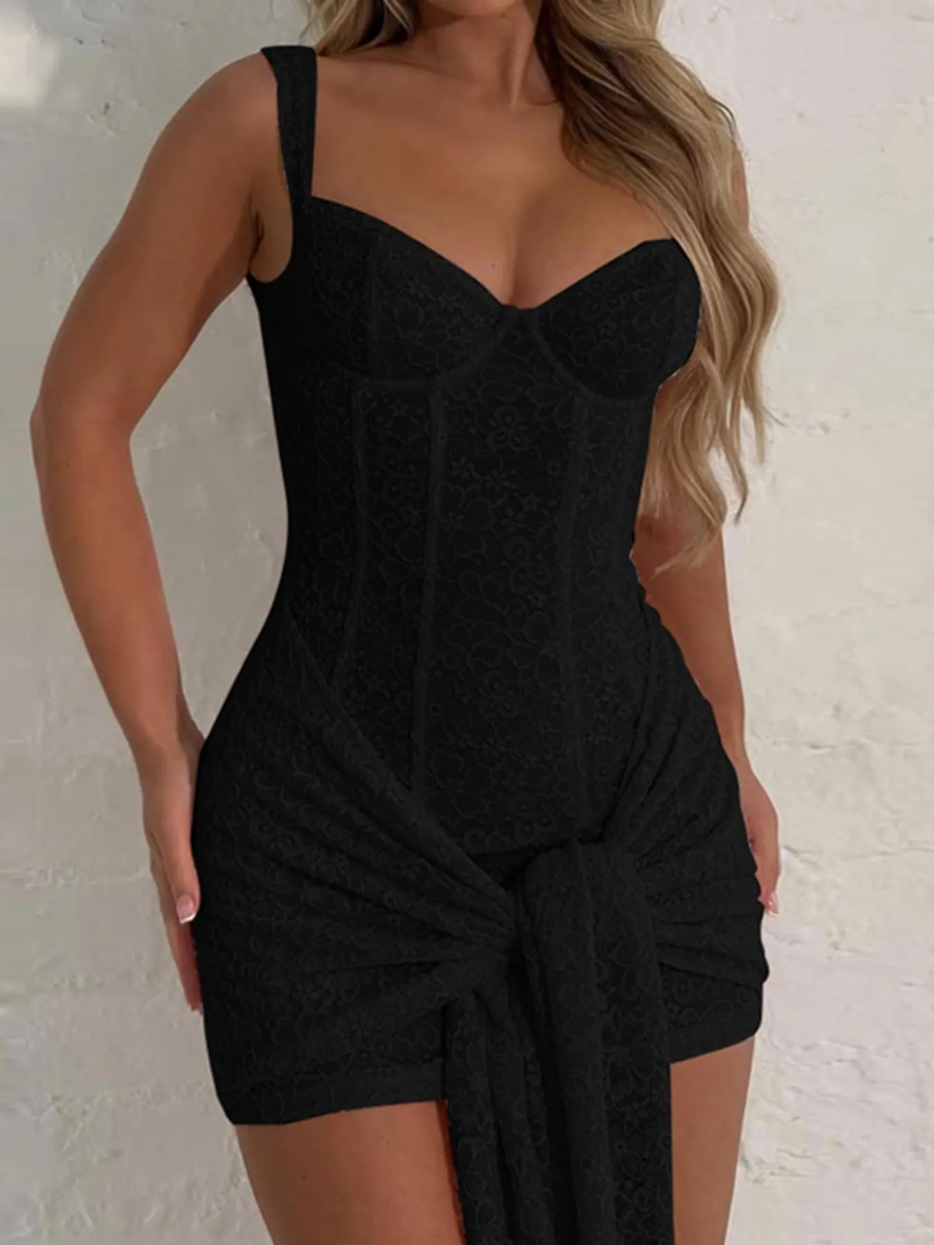 Women's Sleeveless Spaghetti Strap Tank Dress, Fashion Women's Lady Solid Color Backless Short Dress for Parties, Clubs and Nights Out, Womenswear
