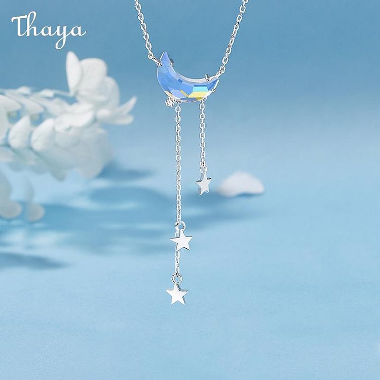 Thaya 925 Silver Star Moon Necklace