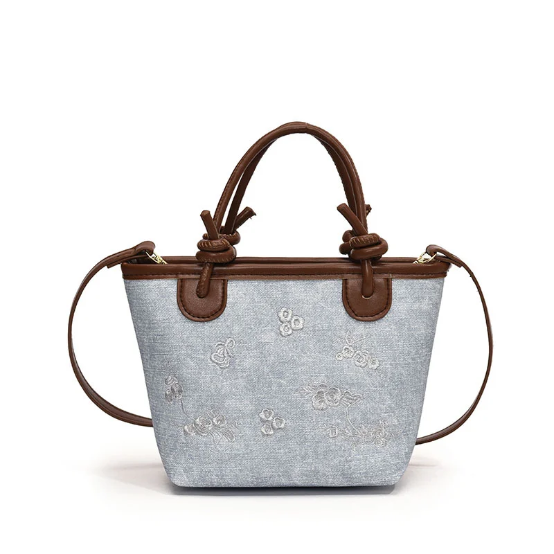 Pongl Pongl Handbag Bag Female 2024 Summer Cowboy New National Style Embroidery Shoulder Bag Oblique Across Foreign Style Popular Bucket