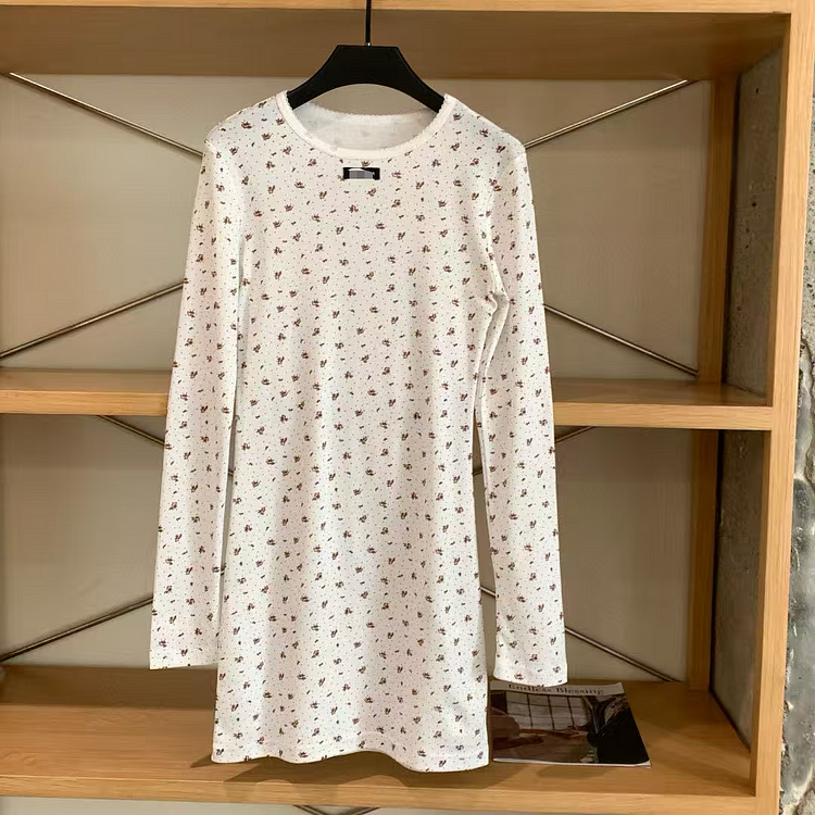 Sweet Floral Long Sleeve Shirt Dress 