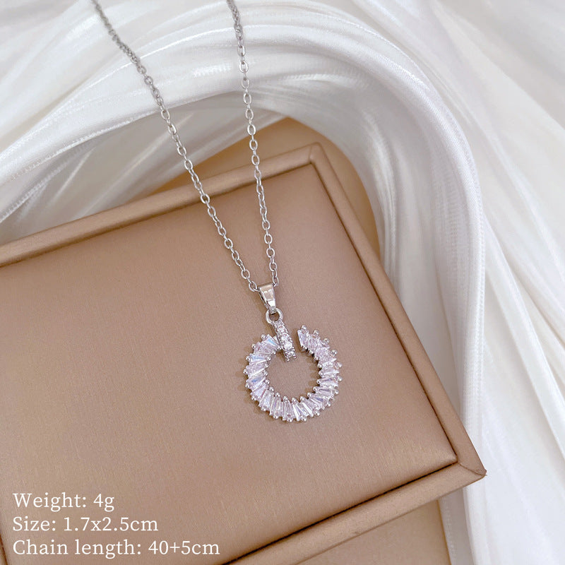 Copper Micro-Inlaid Necklace For Women Copper Micro-Inlaid Real Gold Electroplating Simple Ins Exquisite Clavicle Chain Neck Chain