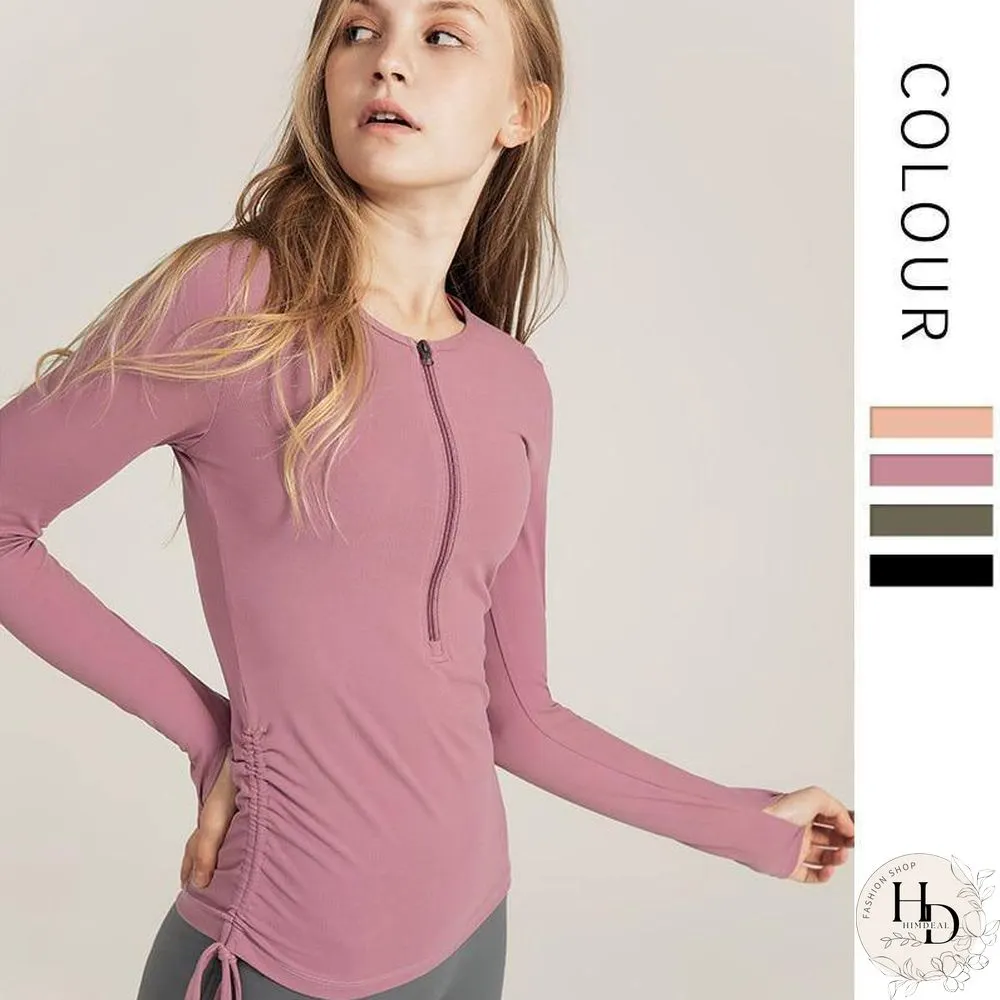 Sexy sports running gym seamless crop top yoga long sleeve fitness t-shirt workout tops