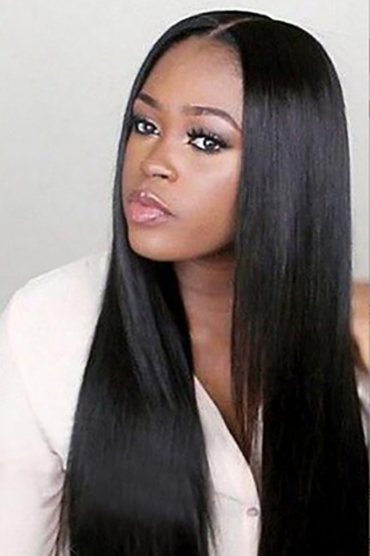 Silky Straight Hair Middle Parted Long Straight Hair Wigs
