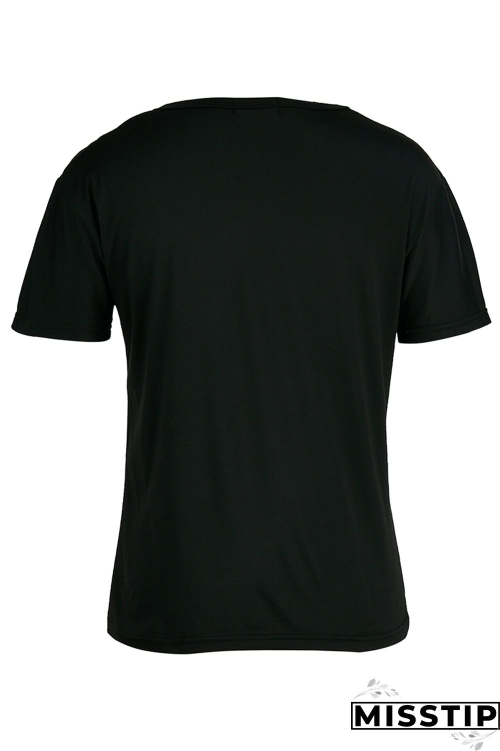 Black Fashion Casual Print Basic O Neck T-Shirts