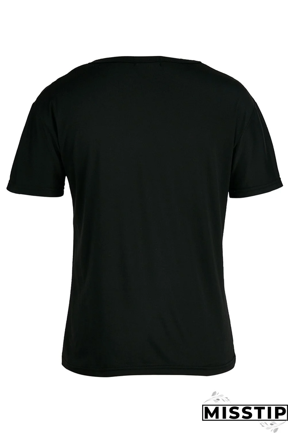 Black Fashion Casual Print Basic O Neck T-Shirts