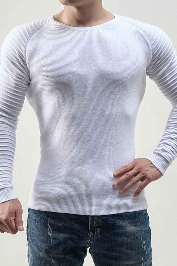 Tiboyz Men's Round Neck Casual Slim Sweater