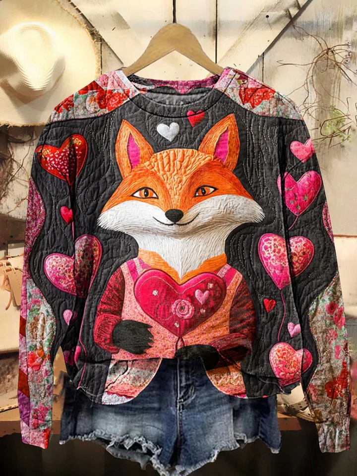 Valentine's Day Fox Crewneck Sweatshirt