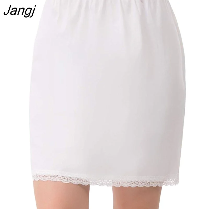 Jangj Women Elastic Waist Panties Skirts Petticoats Underskirt Crinoline Silk White Lace Commuter Office slip dress silk slip dress