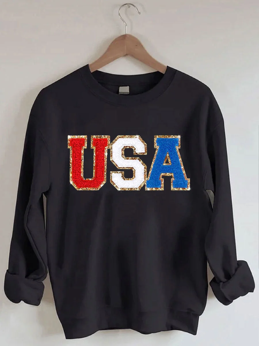 Chenille Patch USA Sweatshirt