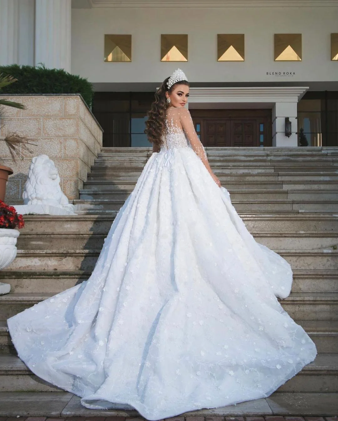 Ball gown with long on sale train