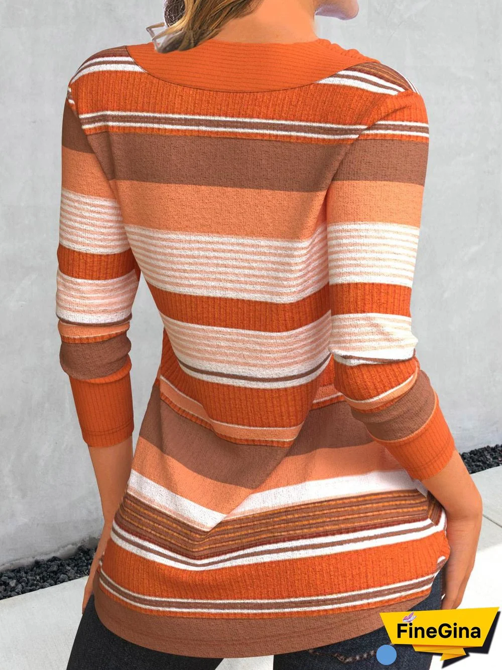 Women's Stitching Graphic Printed Solid Color V-neck Long Sleeve Top