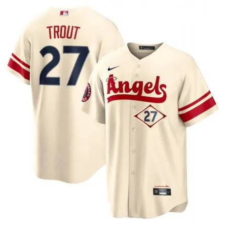 Men's Los Angeles Angels #27 Mike Trout 2022 Cream City Connect Cool Base Stitched Jersey GZVB