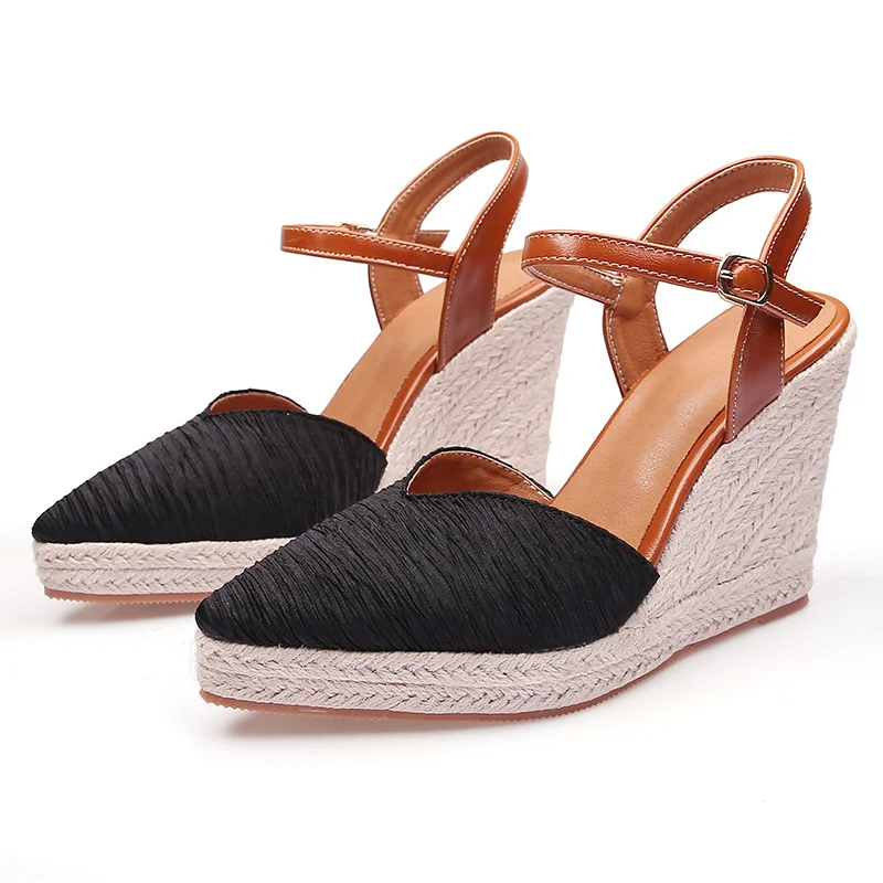 Wongn Wongn Wedge Platform High Heel Women's Shoes Baotou Drag Sandals With Straw Hemp Rope Bottom