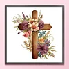 (Stamped/Counted) Wooden Flower Cross - 11CT Cross Stitch 40*40cm