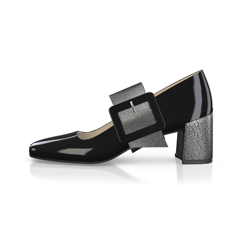 Black Patent Leather Square Toe Block Heel Mary Jane Pumps Nicepairs