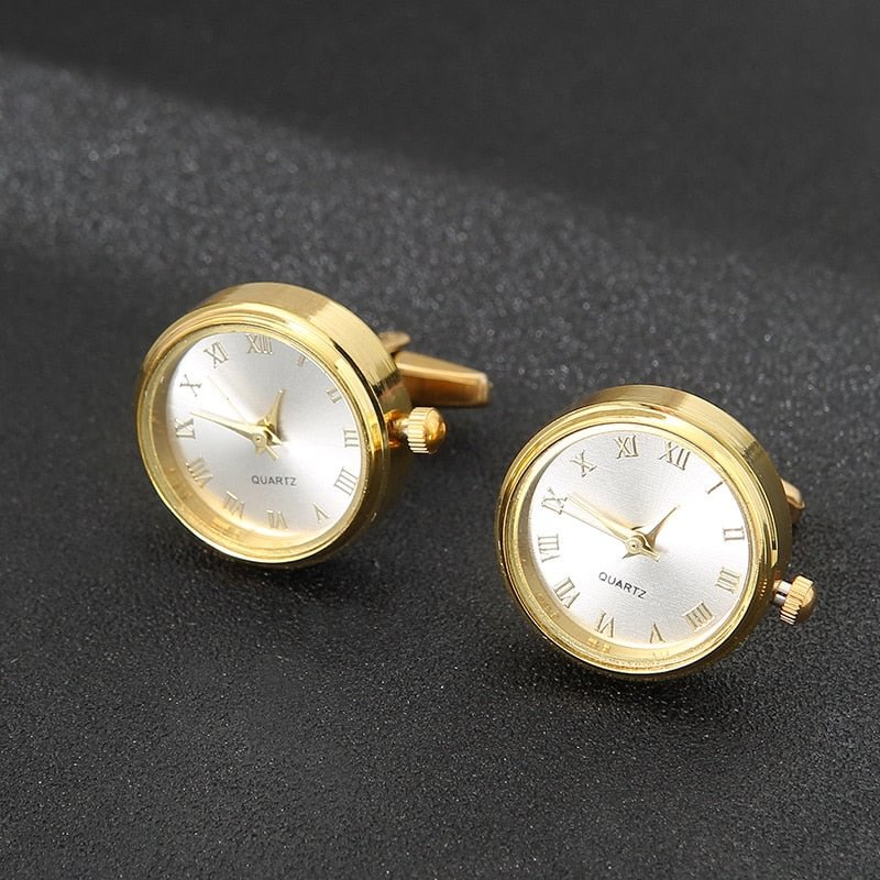 Men's Luxury Watches Cufflinks Classic French Business Shirt Accessories Fashion Rotating Clock Gold Cuff Link Anniversary Gifts