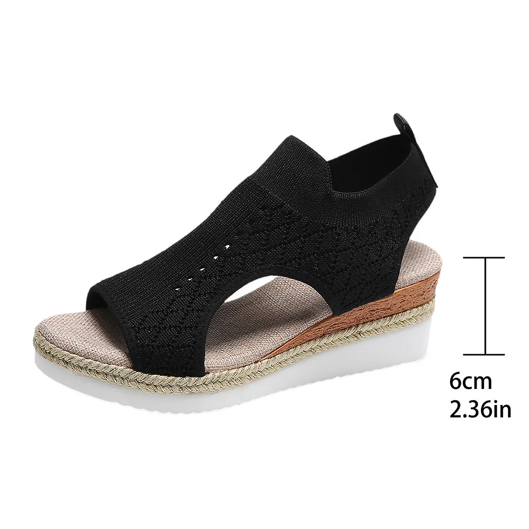 Yyvonne And Summer New Flying Fish Mouth Sandals Women's Net Cloth Breathable Slopes Sandals Large Hot Beach Sandals