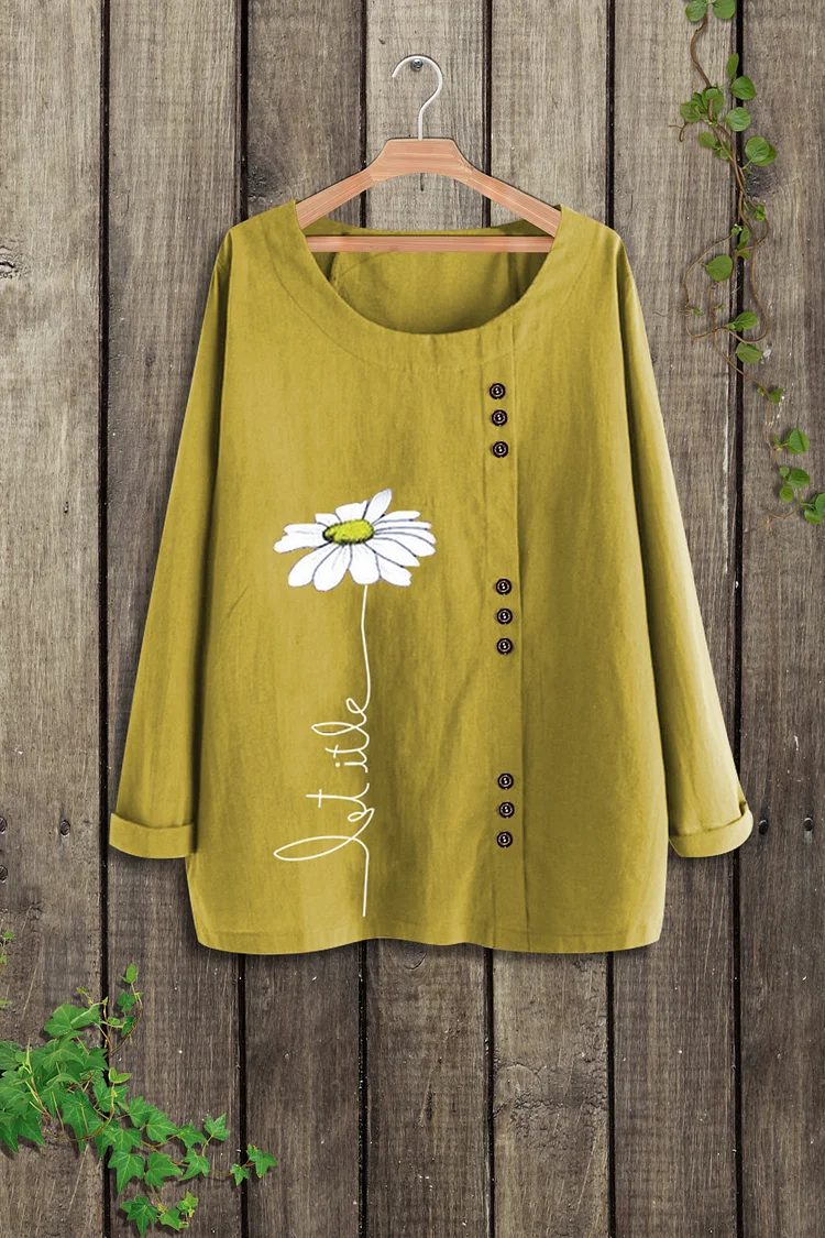 Cartoon Print Round Neck Loose Blouse