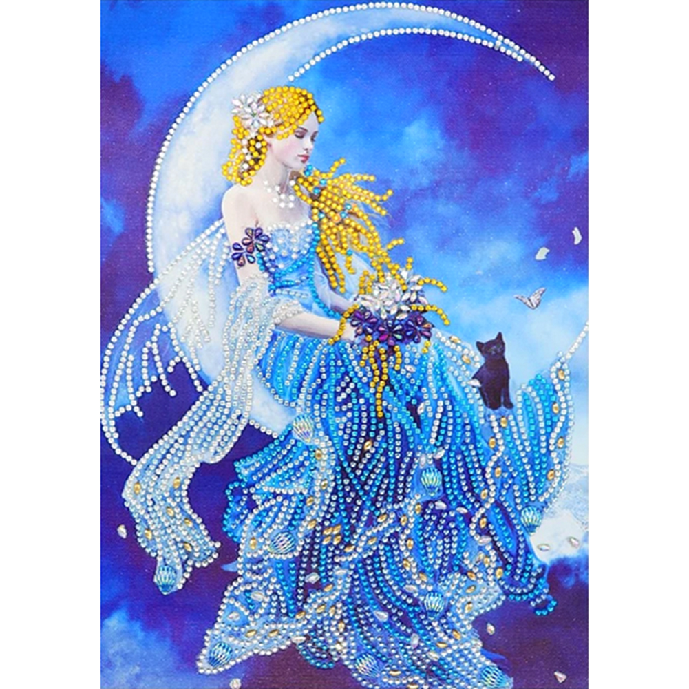 

30*40CM-Special Shaped Diamond Painting-Woman on Moon, 501 Original