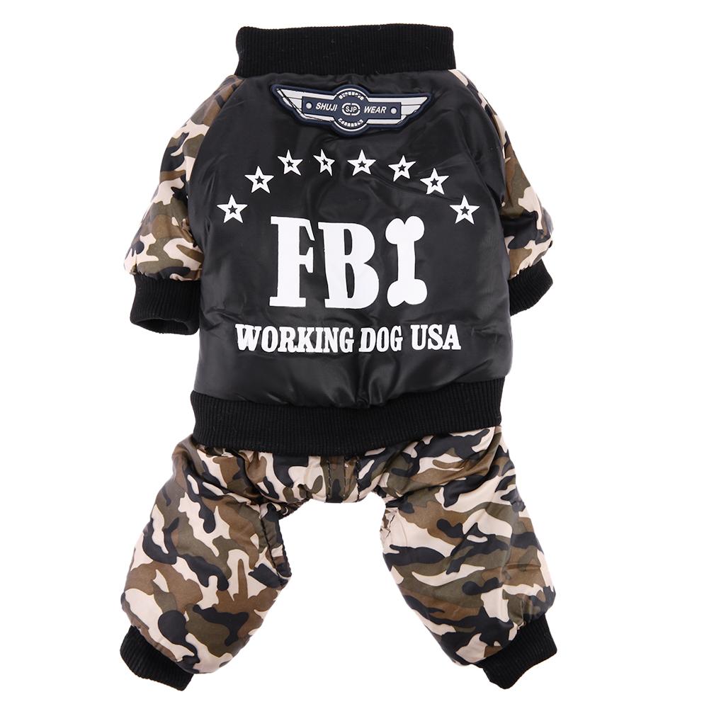 

Pet Camouflage Clothes Winter Warm Waterproof 4 Legs FBI Printing Coat, 501 Original