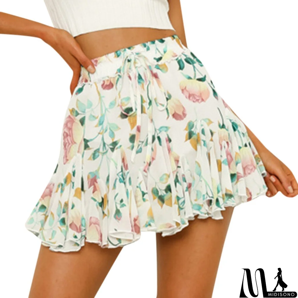 MidiSono - Women's Floral Printing Party Short A-Line Skirts