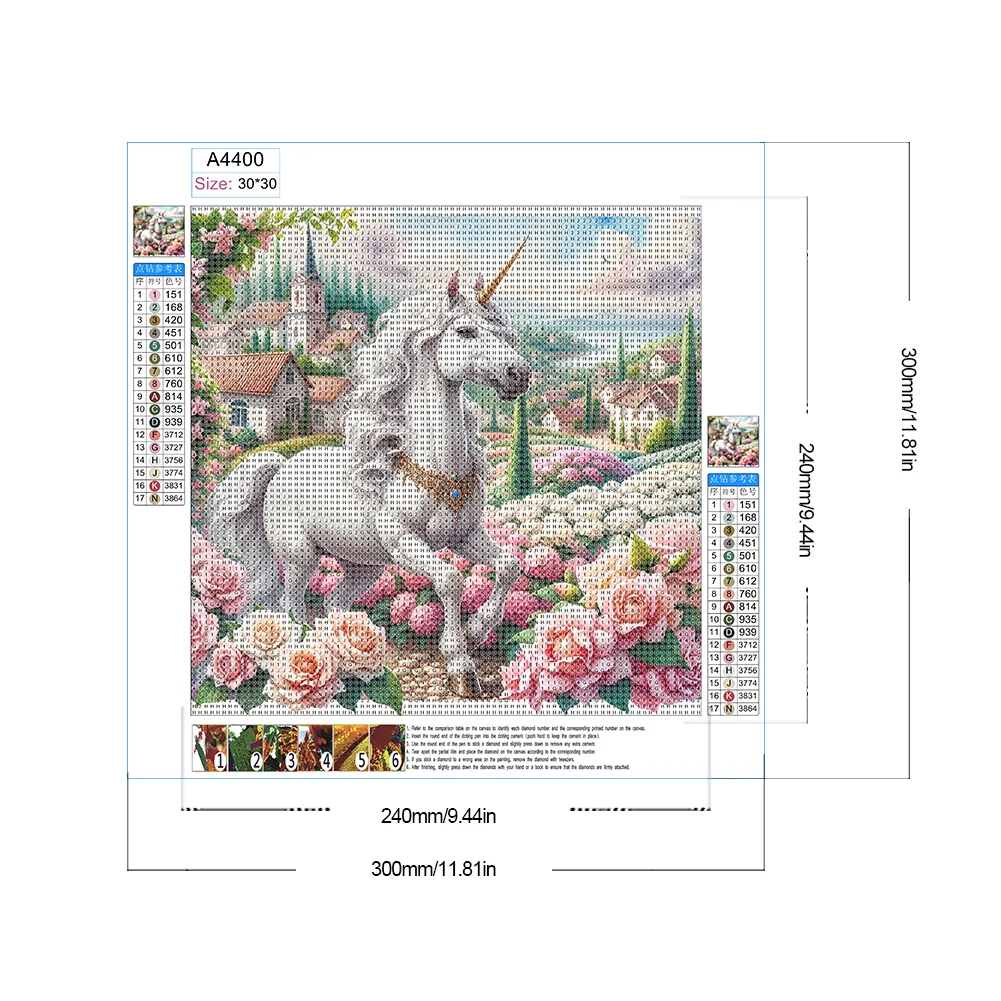 Full Round Diamond Painting 30*30cm - Garden Unicorn