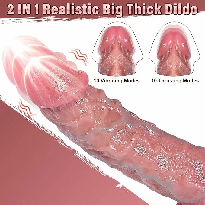 Realistic Huge Dildo Sex Toys - 9" Thrusting Thick Dildos for G Spot Anal Stimulation, Sex Machine Remote Control Vibrator, Adult Toys with 10 Thrusting & 10 Vibration Modes, Fake Penis for Couples