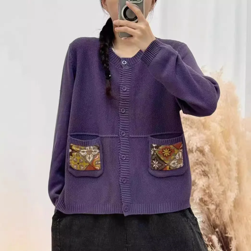 Chicfifth Sweater Women Winter Long Sleeve High Quality Autumn Vintage Top Knitted Cardigan