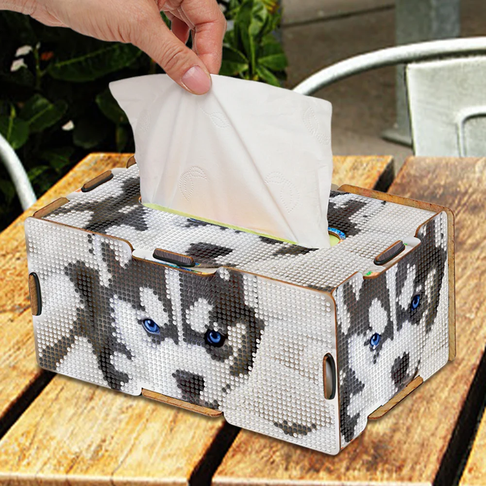 Diamond Painting Tissue Box Kits Decorative Rhinestone Craft Kit (Husky)