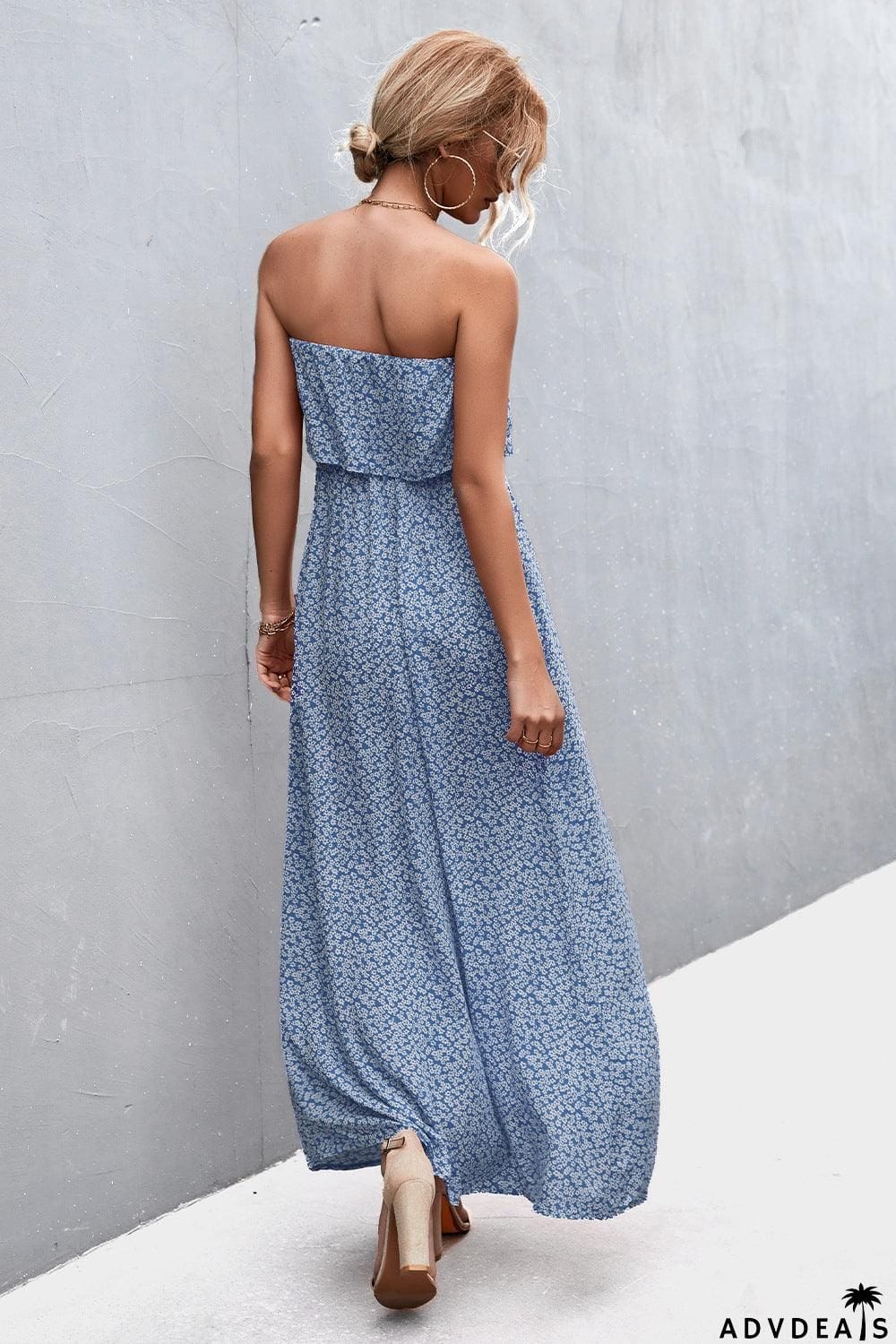Strapless Split Maxi Dress