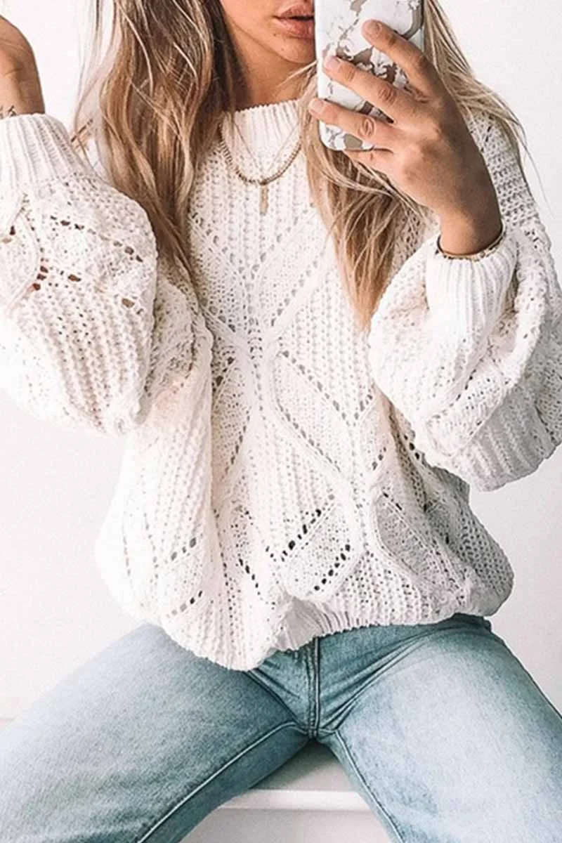 FLorcoo Loose Round Neck Knitted Sweater